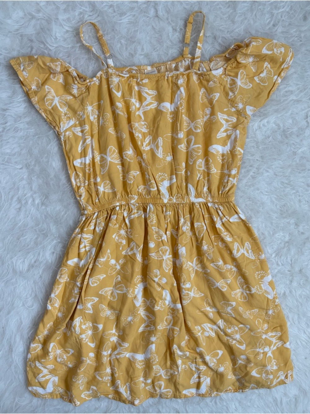 OshKosh B'gosh Girls Mustard Yellow Cottagecore Butterfly Print Sundress